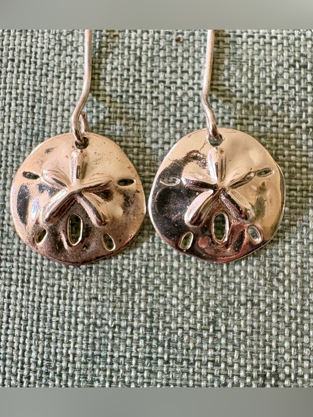 Sterling Silver Sand Dollar Dangle Earrings on French Wire Hooks